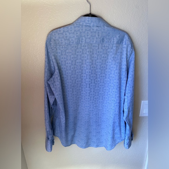 Baby Blue button down with paisley design - Picture 4 of 4